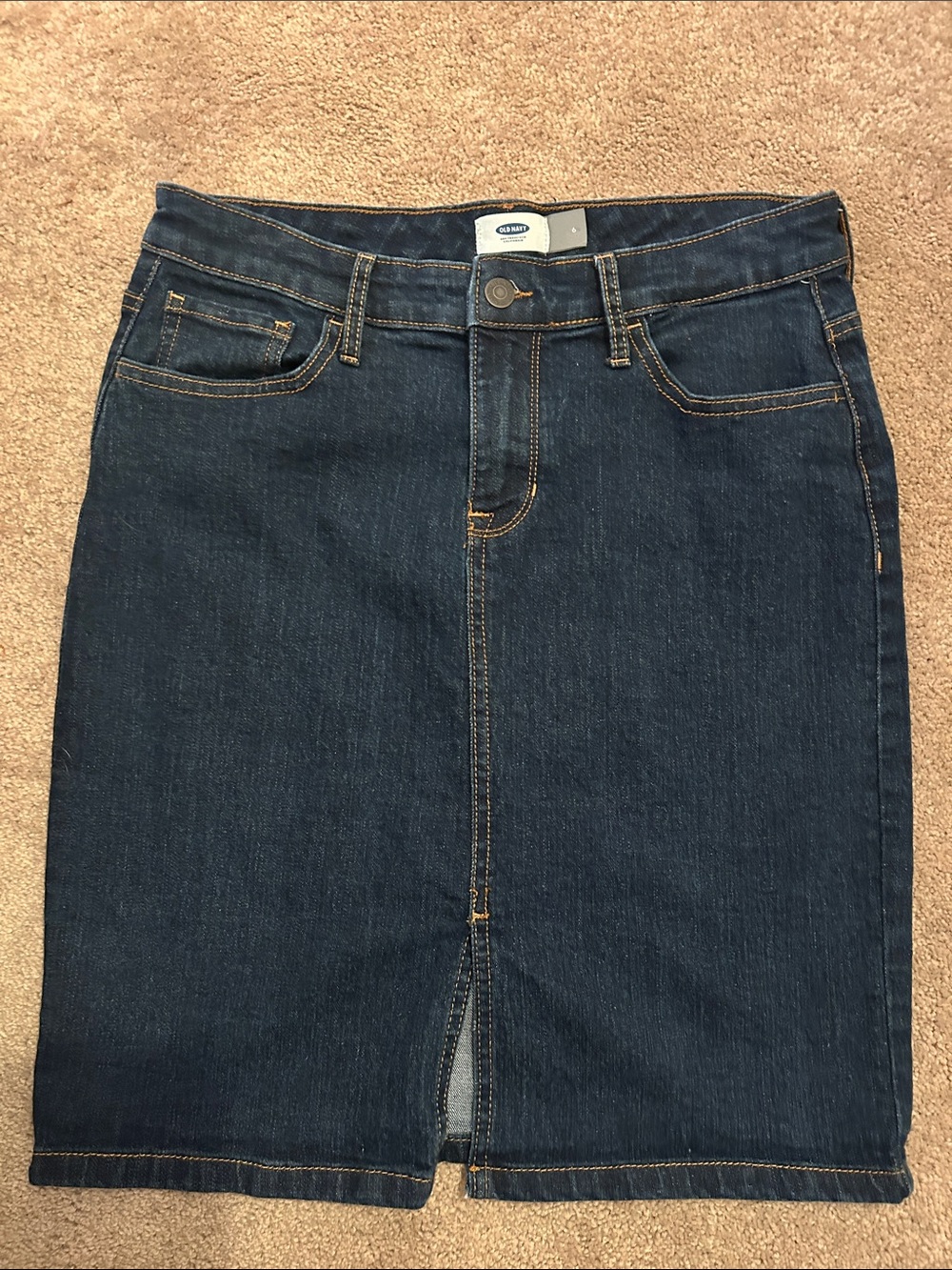 Old Navy Dark Blue Denim Pencil Skirt with Front Slit